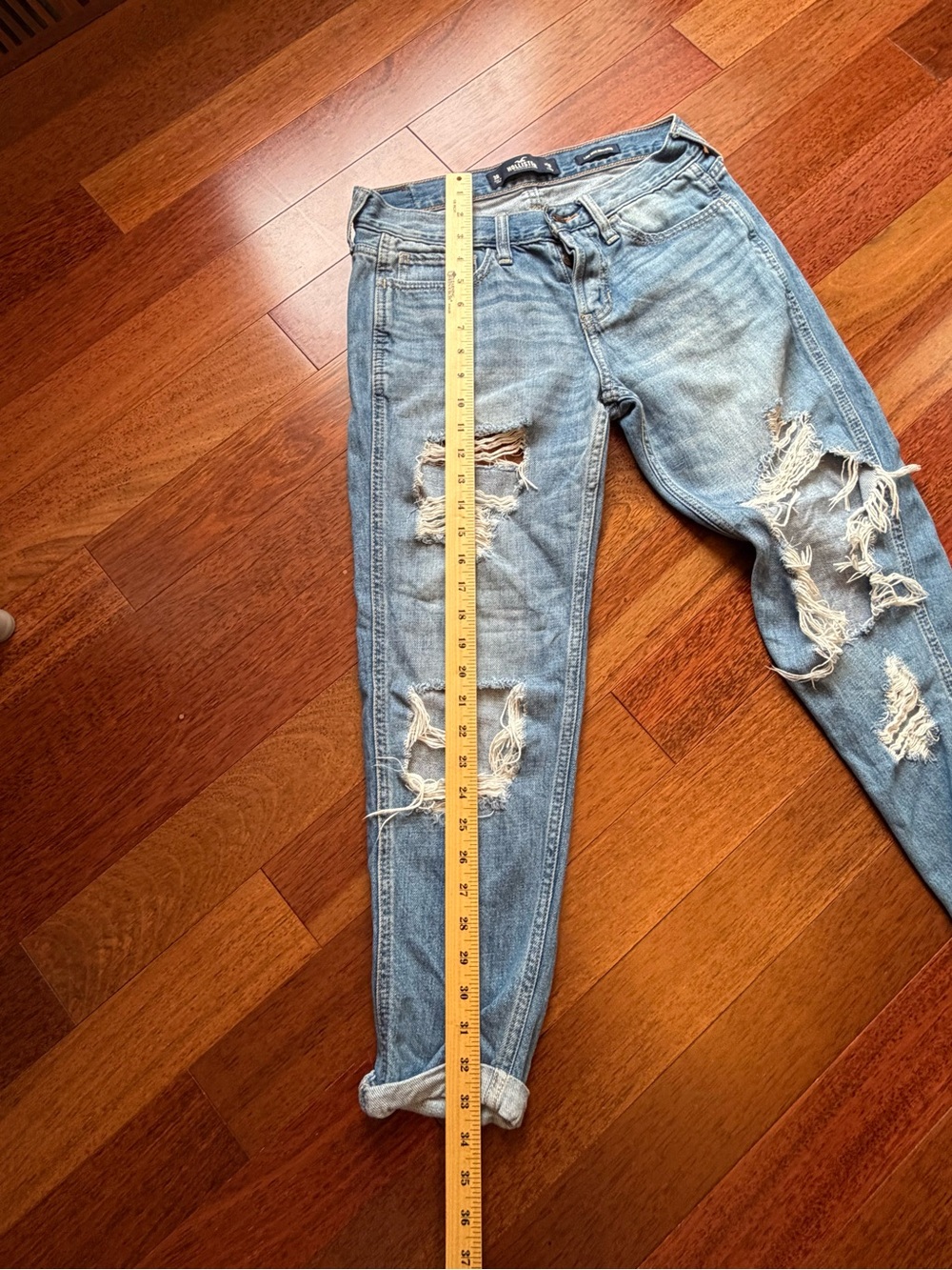 Hollister Light Blue Distressed Boyfriend Jeans - Picture 3 of 6